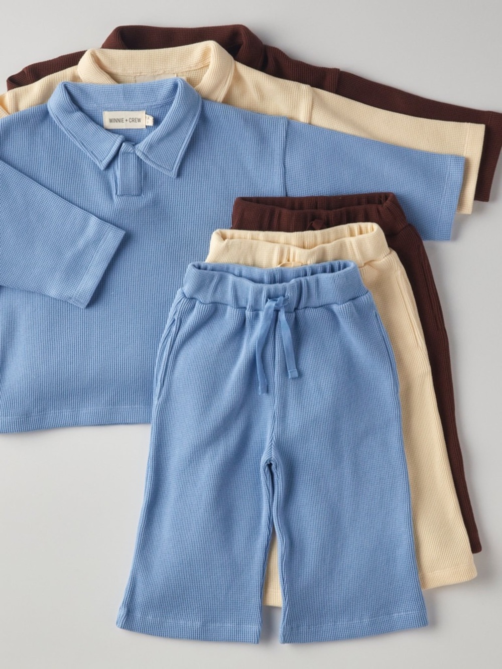 NWOT Winnie + Crew Emerson Waffle Set in Blue - 4T